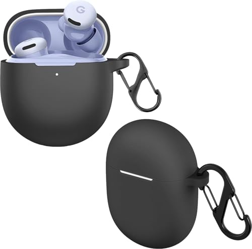 CONAPIKA Hülle für Google Pixel Buds 2A mit karabiner, Voller Schutz Silikon Earbuds Schutzhüllen Haut Case Ultra-dünnes Weiches Stoßfeste Wasserdichte Unterstützt Kabelloses Laden Kopfhörer Abdeckung