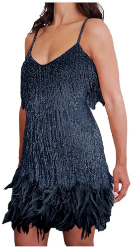 Générique Femme Gatsby Robe Couleur Unie Sans Manche 1920S à Frange Bretelles Chic Charleston Déguisement Pour Soirée Danse Latine