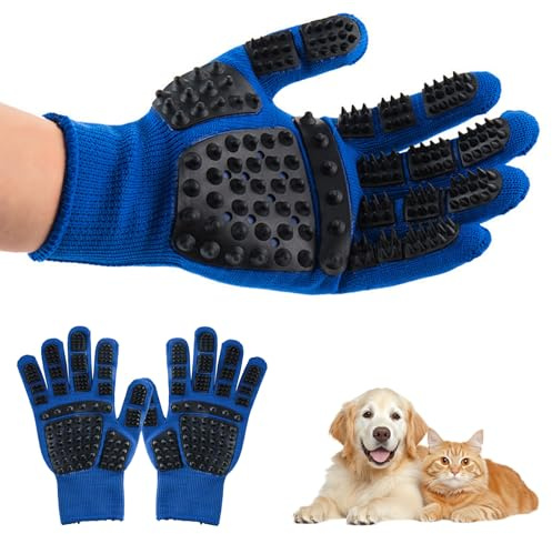 KASESSS 1 Paio di Guanto Leva Peli Animali, Guanto Peli Gatto, Spazzola per Cani per Capelli, Riutilizzabile Guantos Peli Cane con Protuberanze Massaggianti, Guanti da Massaggio da Bagno, Blu