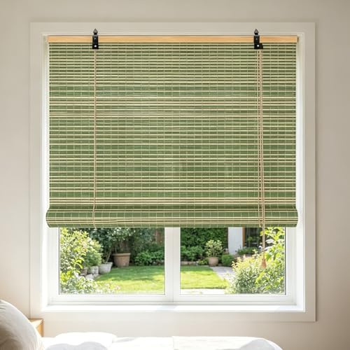 70x110cm Naturel Store en Bambou Vert Store Bambou Protection Solaire Exterieur Tissé à La Main Rideau occultant Stores Romains Respirant,pour fenêtre,Porte,Salon,Personnalisable