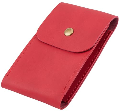 CALFOVERA Porta Carte da Gioco in Pelle PU Rossa, Realizzato A Mano, Astuccio Porta Monete, Custodia Organizer per Denaro, Portafoglio, Scatola Portaoggetti, Adatto A Carte da Poker e Bridge, Accesso