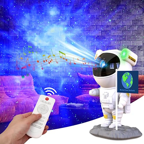 Astronauta Proyector de Luce Estrellas Galaxia, Proyector Estrellas, Control Remoto, Temporizador, Altavoz, Bluetooth, Luz Bebé Nocturna, Regalo para Infantiles y Adultos para Dormitorio Navidad