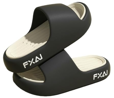 Gyios Ciabatte Estive Sandali da Doccia Pantofole Infradito Tinta Unita Suole Antiscivolo Extra Spesse Bagno per Il Tempo Libero Spiaggia-Nero Bianco-42-43