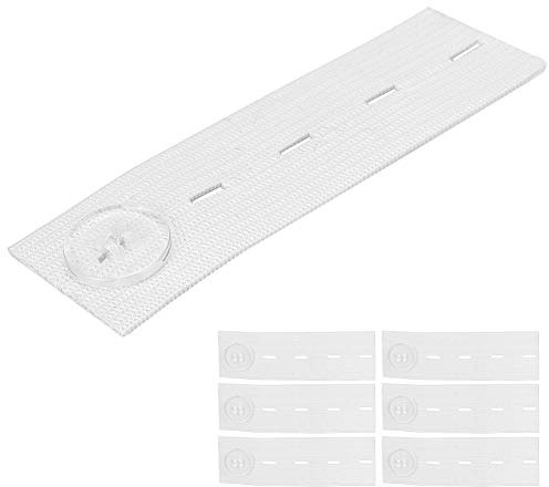 TYTOGE Hebilla de Extensión de Cinturón Ajustable para Cintura de Pantalones, Botones Extensores de Cintura Elástica con Ajuste de Maternidad y Talla Grande (Blanca)