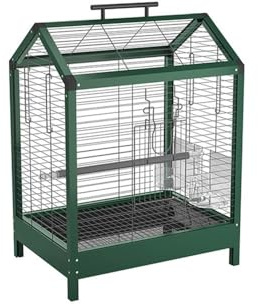 voljär Metal Bird Cage Home Single Display-bur for papegojor, kanariefåglar, parakiter, lovebirds, finkar, gröna