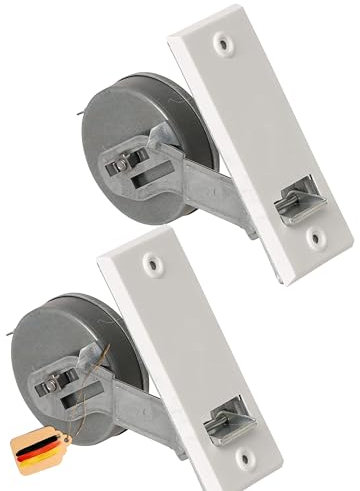 Rollwin 2x Rolladen Gurtwickler Unterputz 135mm Lochabstand - aus Deutschland - mit Gurtwickler Abdeckung Weiß - ohne Gurt - für 23mm Rolladengurt geeignet - Rollo Wickler mit Abdeckblende