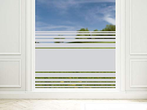 GRAZDesign Fensterfolie Streifen Blickdicht, Sichtschutz Folie Milchglasfolie für Fenster, Glastür, Scheiben lichtdurchlässig - 90x57cm / Silbergrau