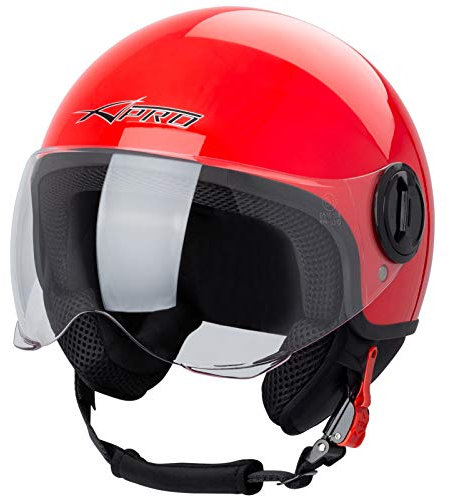Motorradhelm Motorrad Roller Jet Helm Demi Avio Viser Homologiert SonicMoto Rot L