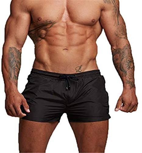 EDOTON Bañador para Hombre, Pantalones Cortos Impermeables Pantalones Cortos de Surf Pantalones de Natación (EU L/Tag XL, Negro)