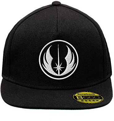 Jedi Star Wars White Negro Original Gorra Snapback Unisex Ajustable con Visera Plana y Logotipo Urbano Bordado