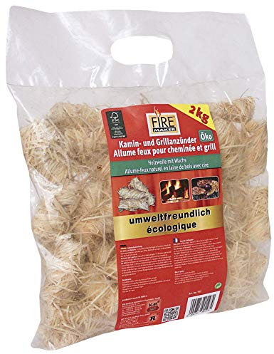 KM Firemaker – Lot de 2 Sacs de 2 kg de Laine de Bois avec Cire – Allume-Feux écologiques certifiés FSC – pour Barbecue, cheminée et poêle – Réf. 151