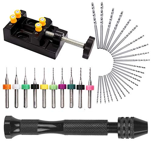 Sats med volframkarbidmikroborrbitar, stift vise hand mikro borrbitsset, precision mini borrset roterande verktyg för tryckkretskort, bärnsten, bivax, smycken, CNC stansning, 37 delar