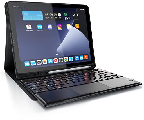 CSL - Bluetooth Tastatur kompatibel mit Tablet iPad Pro 12,9 Zoll - Gen 3 + 4 – 280 mAh Akku - inkl. Case - Tablet Keyboard kompatibel mit Apple Layout- Schutzhülle