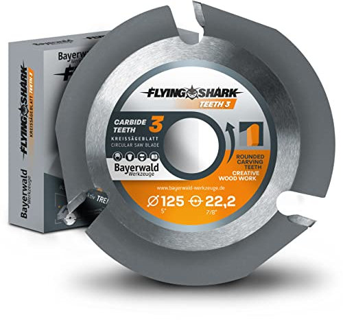 Bayerwald Flying Shark Ø 125mm (3 Zähne) Holz Sägeblatt - Schnitzen, Entrinden - für schnellste Schnitte