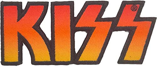 KISS Patch Cut Out Band Logo Nue offiziell Schwarz Woven Iron On 40 x 95mm One Size