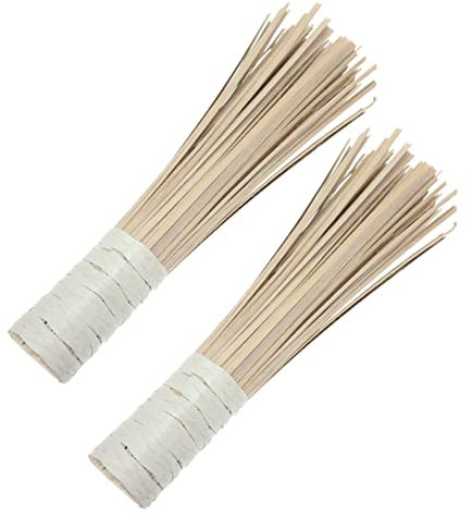 Lot de 2 brosses de nettoyage for cuisinière Fouet à main Nettoyant naturel Matcha japonais Lavage Scrubber Poêle à frire Brosse Bambou Wok Nettoyant Bambou Pot Brosses Brosse à l'ancienne Fouet Grand