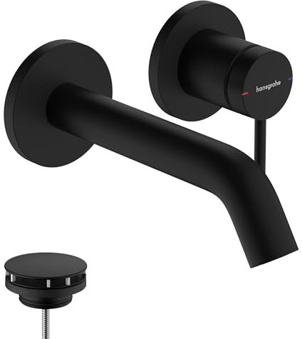 hansgrohe Tecturis S - Mitigeur lavabo encastré avec garniture de vidage, Robinet de salle de bain avec longueur sous bec 16,5 cm, économie d'eau (EcoSmart+), Noir mat, 73350670