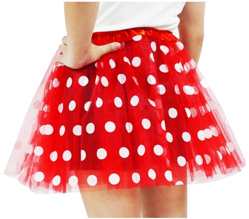 Adult Women Red and White Polka Dots Tutu Skirt Teens Ballet Tulle Tutu Dress-Up Birthday Christmas Tutu Costume for Women