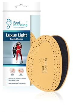 Foot Morning - Luxus Light - Främre Halva Inläggssulor (1 par) - Dämpande Läder- och Skuminlägg för Skor och Stövlar - Kolfiber som Motverkar Dålig Lukt - Halvinlägg i Två Lager (37-38 EUR)