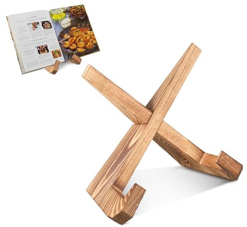 Recipe Book Stand, Wooden Cookbook Holder Vintage Display Stands Hands Free Reading Stand Cookery Book Stand for Cooking Kitchen Tablet iPad Magazines