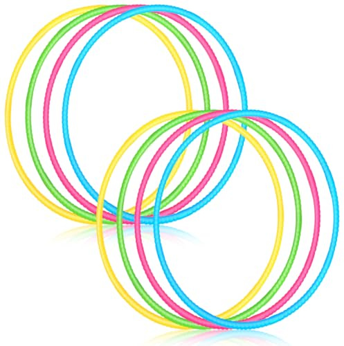 Sratte 8 Pcs Color Hoop Detachable Adjustable Exercise Ring Plastic Hoop for Gymnastics Dog Agility Equipment Party Decor, 4 Colors(24 Inch,Warm Colors)