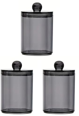 Tucireat Wattestäbchen Behälter,3 Stück Wattestäbchen Halter,Behälter für Wattepads,Badezimmer Kanister Aufbewahrung,Kosmetik Organizer für Wattestäbchen,Runde Wattepads,Zahnseide,Make-up-Schwämme