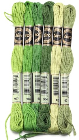 Wisafory 6 stycken broderigarn set korsstygn trådar set av polyester stoppgarn, vänskapsband, flöjt, broderi, tråd, pärlgarn för korsstygnsprojekt, broderi, flätor, hantverk, 8 m grön3 #