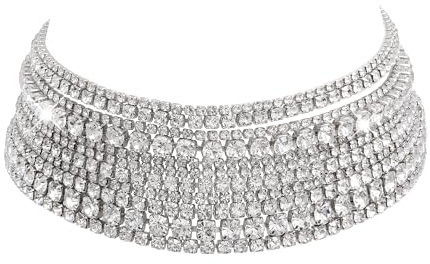 EVER FAITH Collana da donna con strass in argento con cristalli scintillanti, idea regalo per matrimonio, Cristallo