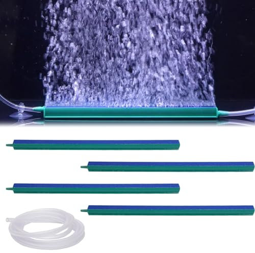 WhizNook 4 Stück 30cm Ausströmerstein Aquarium mit 1 Stück 2m Schläuche, Aquarium Luftstein, Aquarium Sauerstoff Blasenstreifen, Aquarium Sauerstoffstein Luftblasen, für Aquarien Teichen Fischmärkten