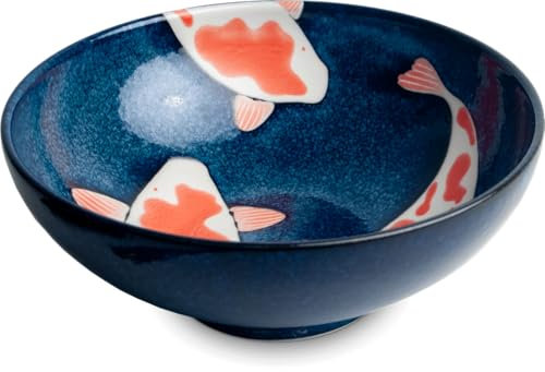 Koi-Bowls - ASIATICA - Bol à ramen en porcelaine, différentes tailles - Bol asiatique de qualité supérieure pour riz, pâtes, tapas, udon, céréales, soupes - Fabriqué au Japon (bol Ø 21,5 cm, hauteur 8