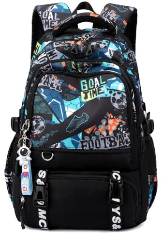 Tanou Mochila Adolescente Chico, Mochilas Escolares de Futbol para Niños 12+ años, Mochila Grande para Colegio y Instituto en Nylon, Negro/Verde