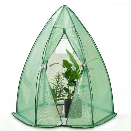 VOUNOT® Serra da Giardino, Serra da Balcone Invernale con Porta a Cerniera e Finestra a Rete, per Verdure, Piante, Fiori, 160x160x180cm, Verde