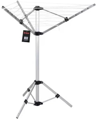 H-LINE Rotary Washing Line 3 Arm 16M Free Standing Portable Rotary Airer Outdoor Indoor Garden Laundry Clothes Washing Line Dryer Folding
