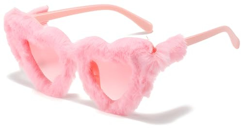 Lunettes de soleil en peluche rose en forme de cœur, pour la future mariée, élégantes et moelleuses, décoration amusante pour les bals masqués, enterrements de vie de jeune fille, fêtes d'anniversaire