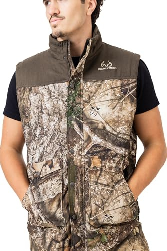 Realtree Men’s APX Camo Puffer Vest - Water-Resistant Insulated Hunting Vest for Outdoor Layering | Large