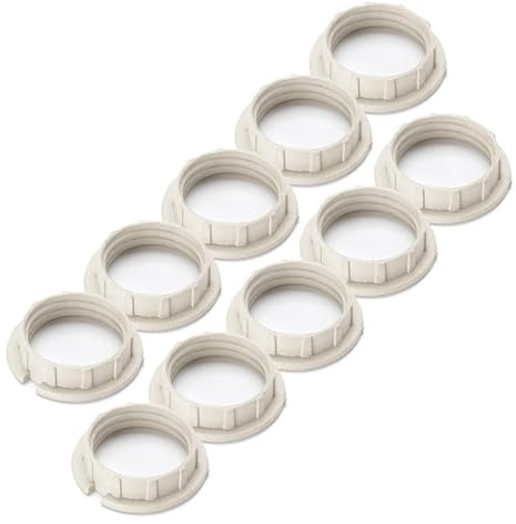 ORION LIGHTSTYLE 10 Stück Schraubringe für G9 Lampenfassungen Lampenschirme 20mm aus PVC hitzebeständig leicht weiß
