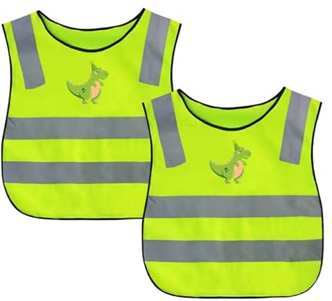 Confezione da 2 giubbotti di sicurezza per bambini, giubbotto di sicurezza di taglia universale per bambini, giubbotto di sicurezza traspirante per bambini per scuole, sport, traffico stradale