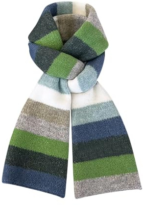 Julpsk Fashion Rainbow Striped Scarf Winter Thick Knit Wool Scarves Holiday Gifts