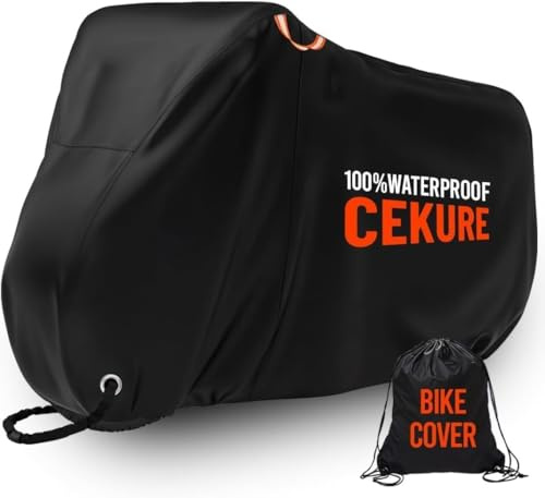 Cekure 420D Bike Cover Waterproof Outdoor for 1-2 Bikes Oxford Tear Resistant and Windproof Outdoor Storage Bicycle Cover, Stationary Bike Cover for Ebikes Comes with Carry Bag