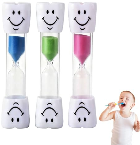 Set di 2 clessidre per bambini, a clessidra, per lavarsi i denti per bambini, 3 minuti per bambini, orologio da tè, giochi (blu, rosa, verde)