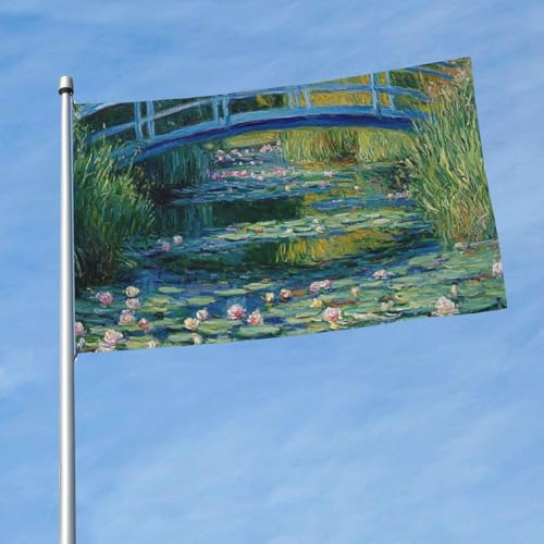 Flagga 91 x 152 cm dubbelsidiga utomhusflaggor stor semesterbanderoll med 2 mässingsöljetter vattenlilja damm gårdsflagga alla årstider välkommen trädgårdsflaggor för gård gräsmatta utomhusdekoration