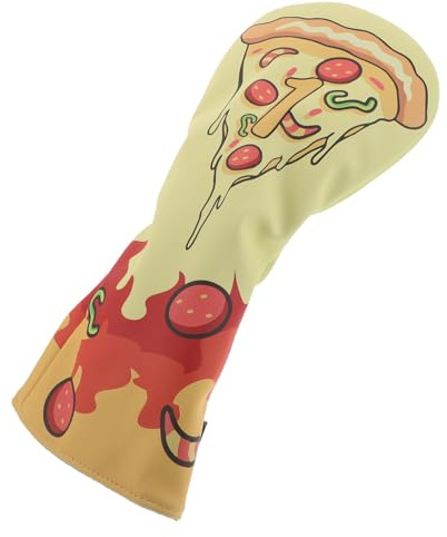 ibasenice Housse de Club de Golf Imperméable pour Driver Taille 1 en PU avec Doublure Polaire, Couvre-Clubs Humoristique Motif Pizza pour Hommes et Femmes, Accessoire Golf Original