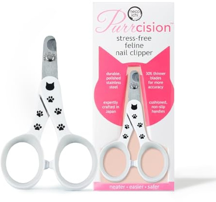 Necoichi Purrcision Feline Nail Clipper | Lever Principle Cat Nail Clipper | Butter-Smooth Cuts | Made in Japan, Seki Swordsmith Craftsman | Stainless Steel Cat Claw Trimmer for Indoor Cats (White)