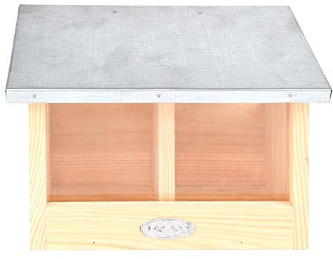 Esschert Design Eichhörnchen Futterhaus doppelt aus, 25,3 x 17,6 x 18,7 cm, Nistkasten, Futterstation mit Zinkdach, witterungsbeständig