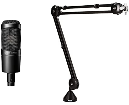 Audio-Technica 20 Series AT2035 Cardioid Condenser Side Address Microphone & RØDE PSA1 Swivel Mount Studio Microphone Boom Arm