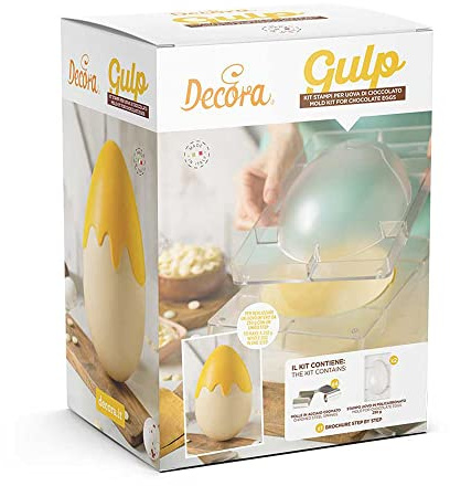 Decora 0050181 KIT GULP 2 Stampi Professionali per Uovo di Cioccolato da 250 g Con 4 Molle, Ideale per Realizzare un Uovo Lucido e Croccante, Design Professionale, Made in Italy