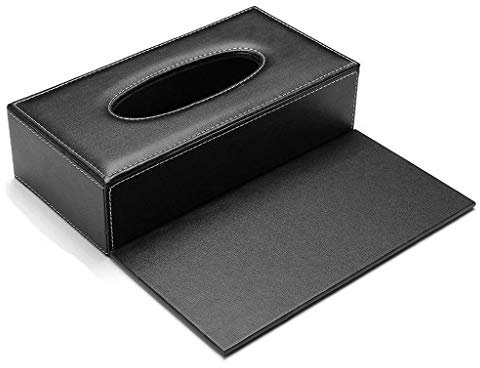 Taschentuchbox aus Leder, rechteckig, für Taschentücher, Servietten-Organizer, für Zuhause, Büro, Auto, Dekoration (schwarz)