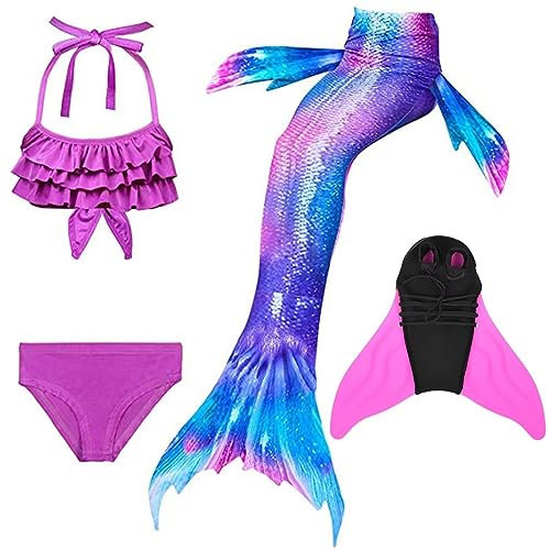 SPEEDEVE Mädchen Meerjungfrauenschwanz Zum Schwimmen mit Bikini Set und Monoflosse