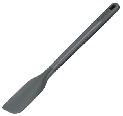 Zyliss Espátula Cocina Pequeña de Paja de Trigo/Silicona Duradera, Espátula Para Cocinar y Mezclar con Silicona Resistente al Calor, Gris Beluga, 27,5 cm x 3,5 cm, Apta Para Lavavajillas