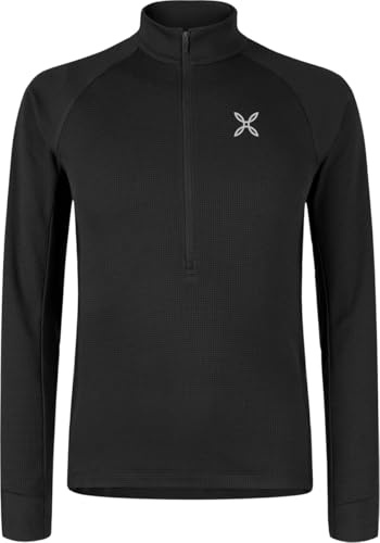 MONTURA Thermic 2 Maglia in Pile Fleece da Uomo con Mezza Zip, Capo ideale per sci alpinismo, alpinismo e attività outdoor (IT, Testo, XL, Regular, Regular, Nero)